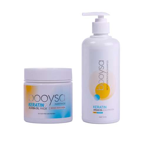 شامپو مو بویسا مدل کراتینه وزن 500 گرم به همراه ماسک مو مدل بدون سولفات وزن 500 گرم