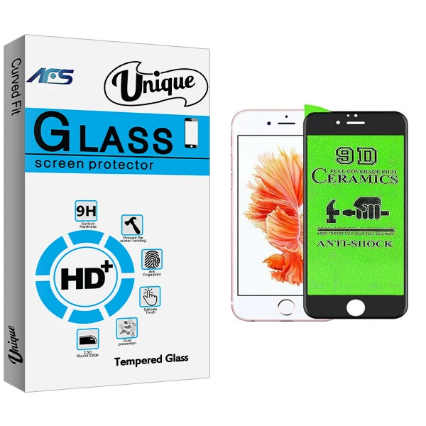 محافظ صفحه نمایش 9D ای اف اس مدل Unique Glass مناسب برای گوشی موبایل اپل iphone 6 / 6s