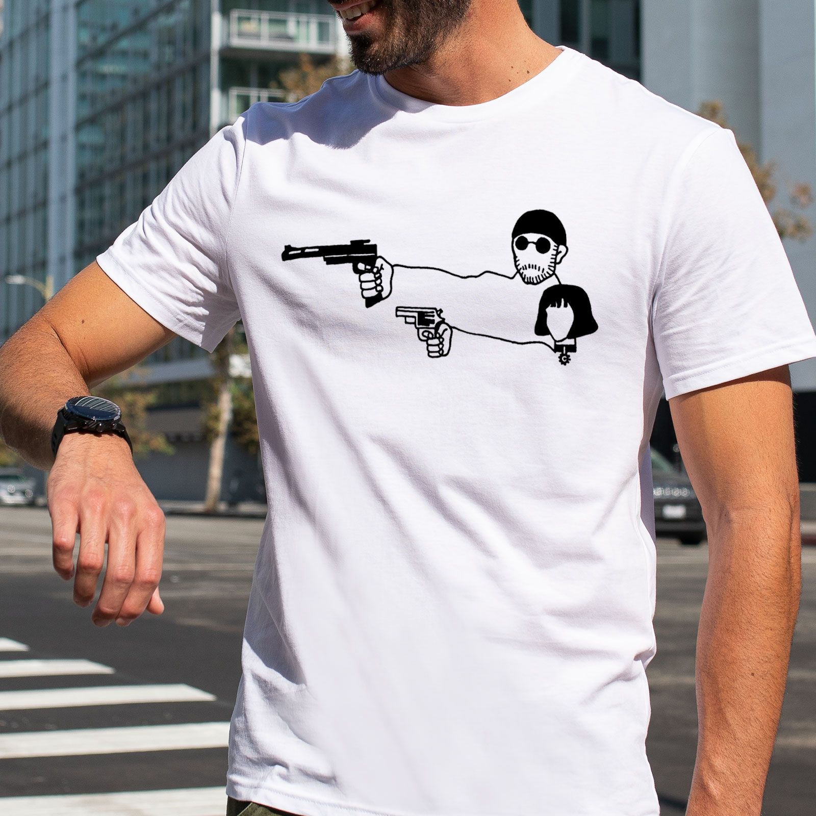 تی شرت آستین کوتاه مردانه هومرو مدل TW433 طرح لئون حرفهای و ماتیلدا - - 7