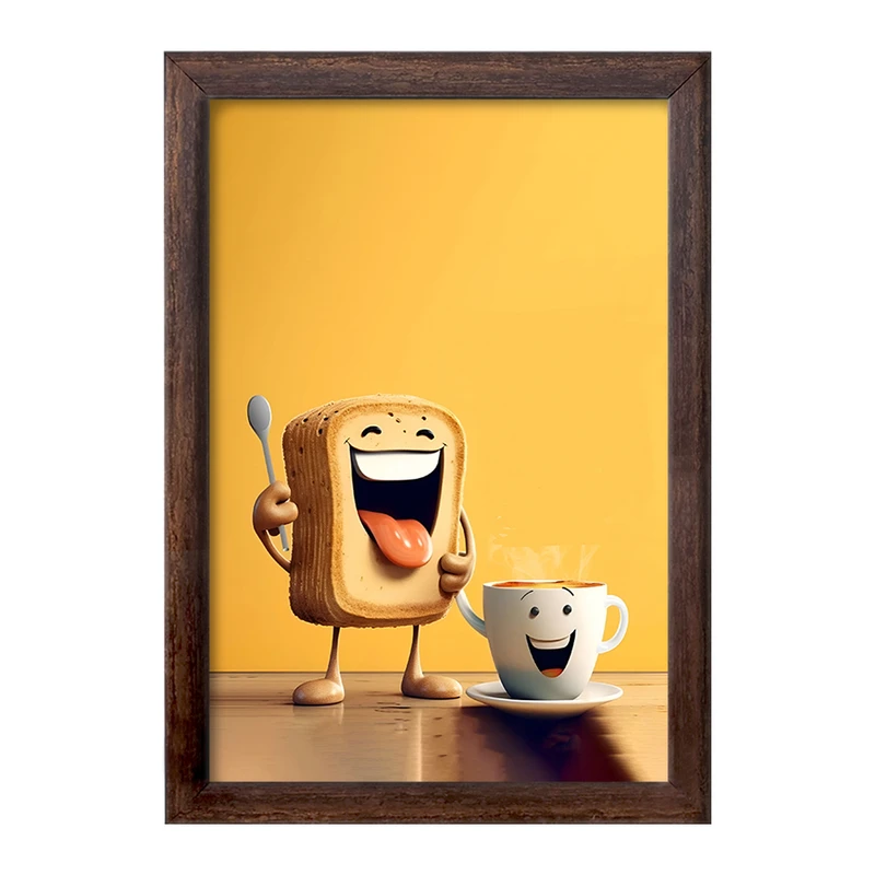 تابلو خندالو طرح نان تست و قهوه ی کیوت کد F5924