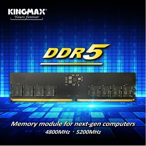 رم کامپیوتر کینگ‌مکس DDR5 تک کاناله 8 گیگابایت 4800 مگاهرتز U-DIMM با تایمینگ 40 و مصرف توان بهینه