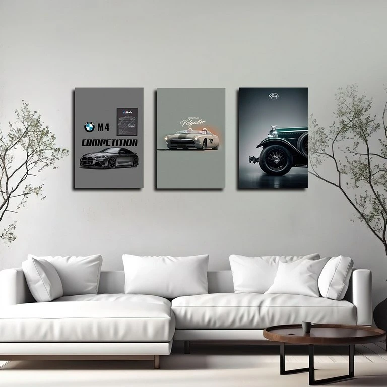 تابلو شاسی بکلیت طرح ماشین BMW مدل SH-4938 مجموعه 3 عددی