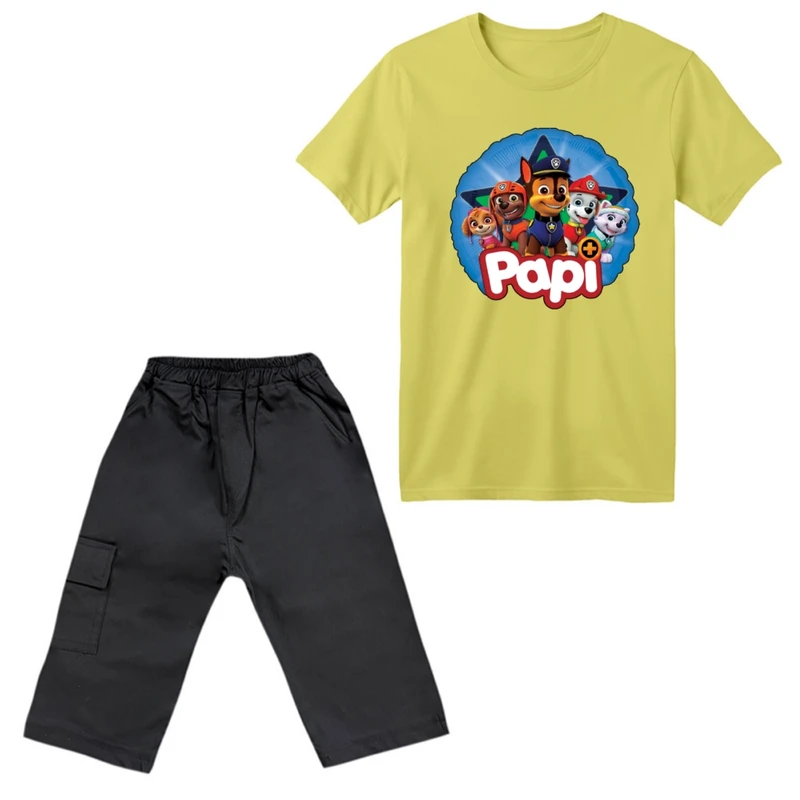 ست تی‌شرت آستین کوتاه و شلوارک پسرانه مدل سگ نگهبان کد ۶