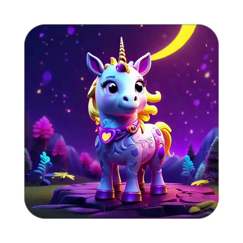 زیر لیوانی کاکتی طرح اسب تک شاخ و یونیکورن مدل mp30718