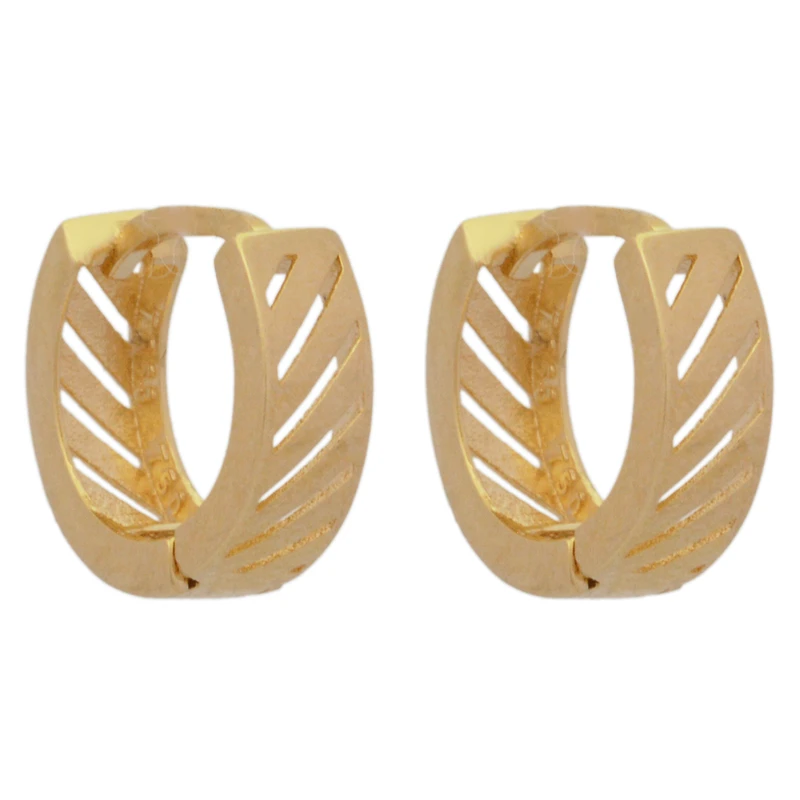 گوشواره حلقه‌ای طلا 18 عیار زنانه طلای مستجابی مدل گرد اریب گلوا کد T663