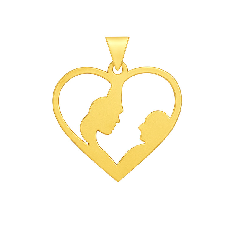 آویز گردنبند طلا 18 عیار زنانه گالری قو طلایی طرح مادر و نوزاد در قلب