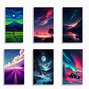 استیکر لپ تاپ و موبایل گوفی طرح منظره های جذاب 5 مجموعه 6 عددی 