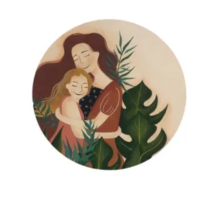بشقاب دیوارکوب سفالی طرح مادرانه