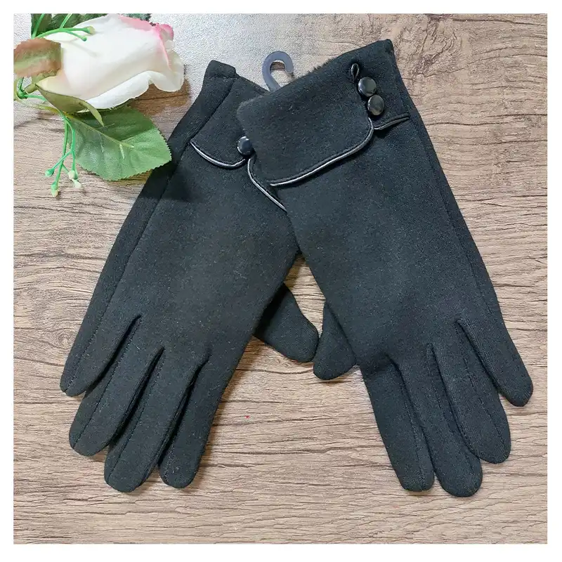 دستکش زنانه مدل لبه دار کد AS1437 رنگ مشکی