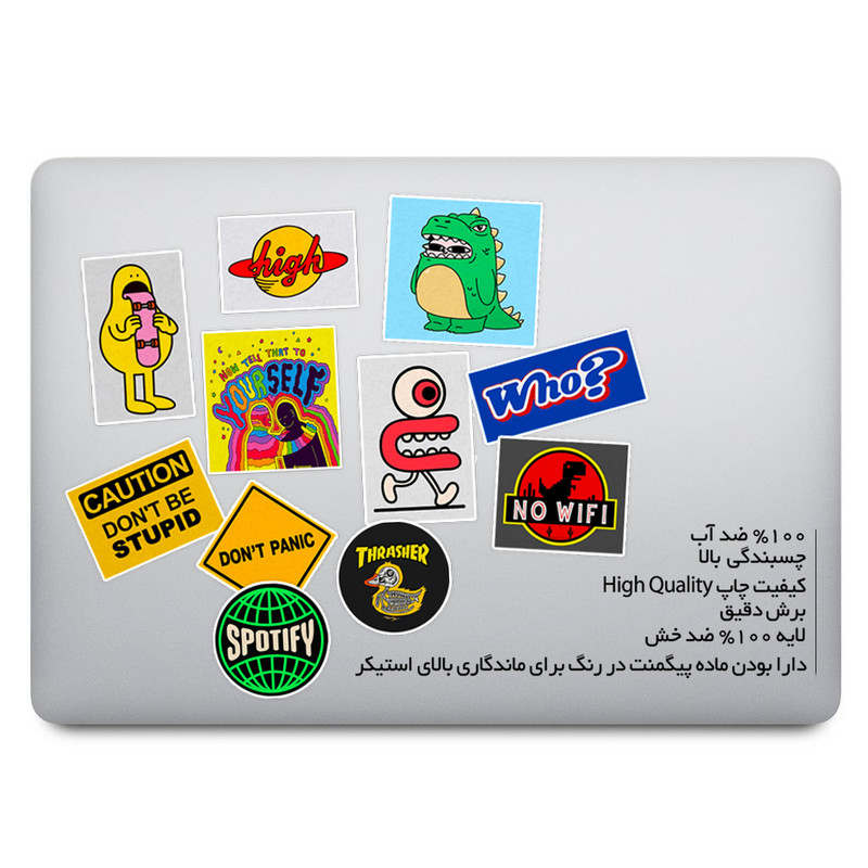 استیکر لپ تاپ ماسا دیزاین طرح NO WIFI کد COL035 مجموعه 11 عددی