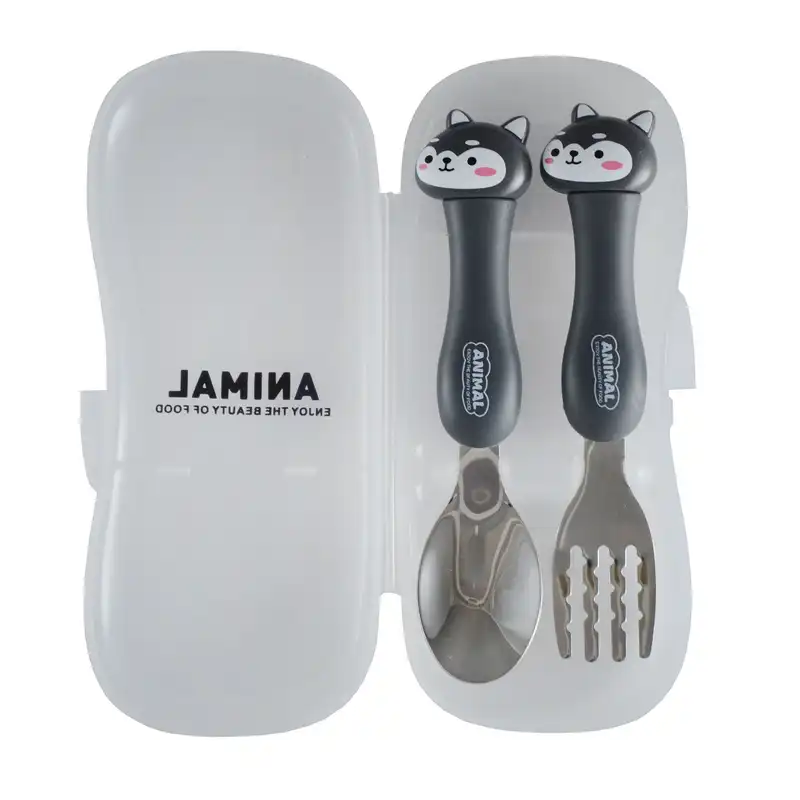 قاشق و چنگال کودک مدل عروسکی طرح گربه