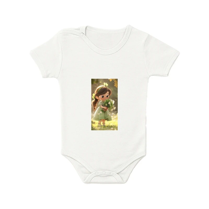 بادی آستین کوتاه نوزادی مدل دسته گل 2