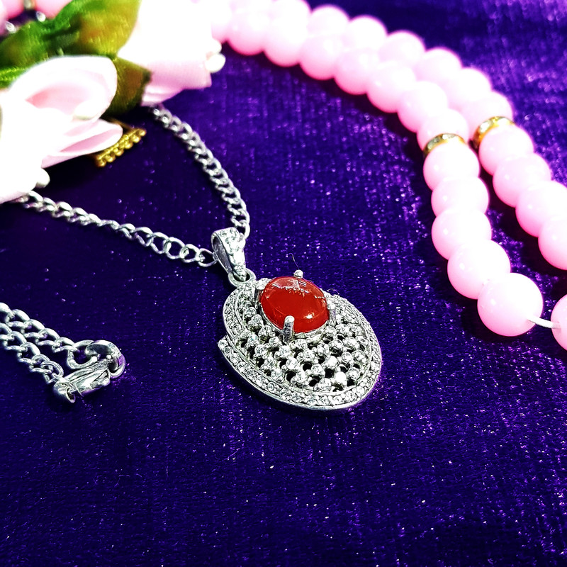 آویز گردنبند نقره زنانه سلین کالا مدل عقیق سرخ ce-agh5