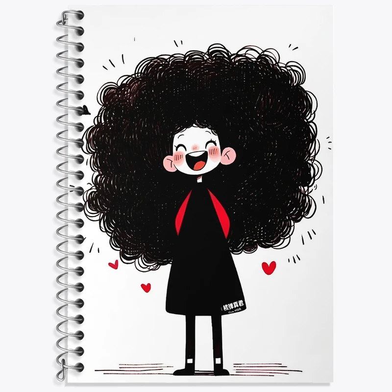 دفتر زبان 50 برگ خندالو مدل دو خط طرح دختر مو فرفری کد N5792