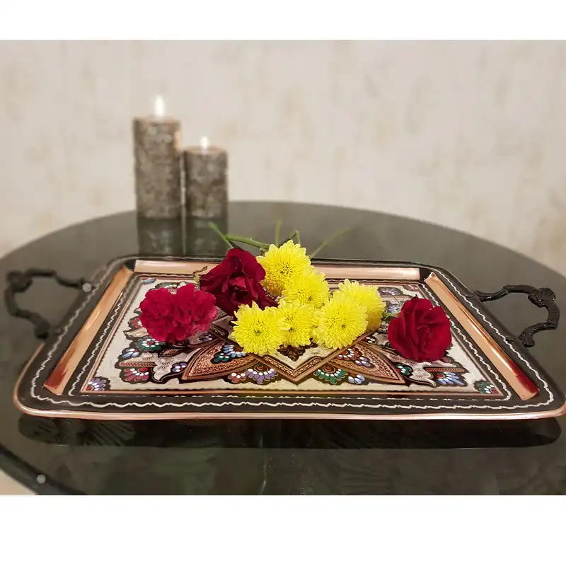 سینی میناکاری مسی مدل6 نفره کد 082