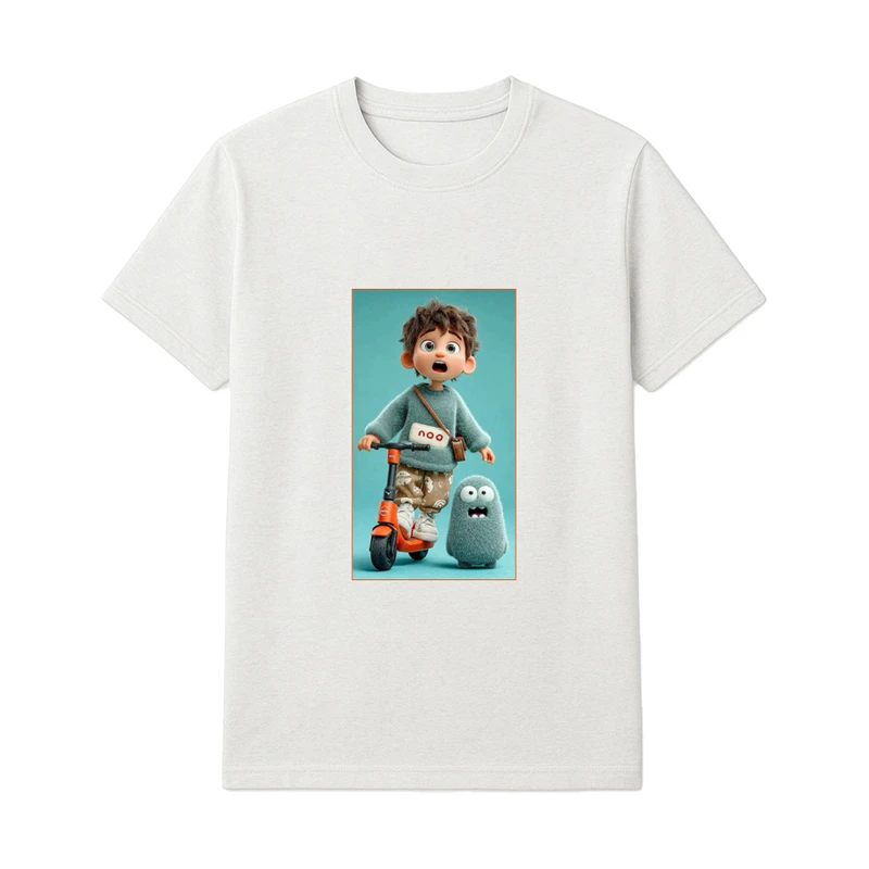 تی‌شرت آستین کوتاه راحتی دخترانه مدل پسر دوچرخه سوار