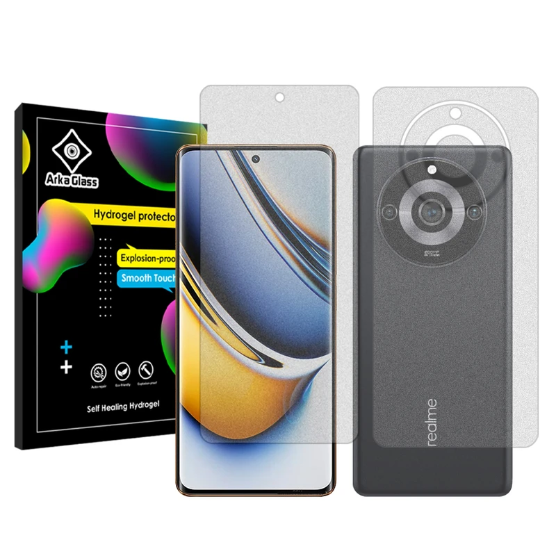 محافظ صفحه نمایش مات آرکا گلس مدل Tough مناسب برای گوشی موبایل ریلمی 11 Pro Plus به همراه محافظ پشت گوشی