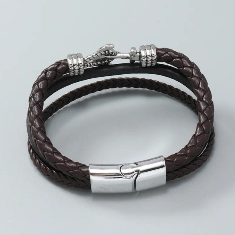 دستبند مردانه مدل چرم طبیعی کد 0033