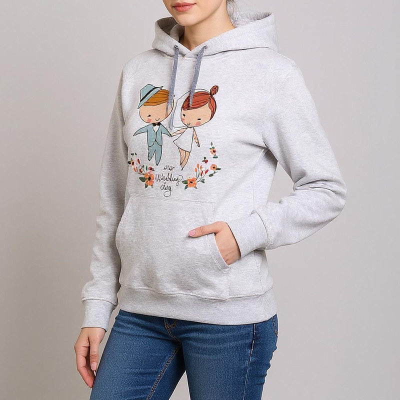 هودی زنانه طرح عروس و داماد کد R01