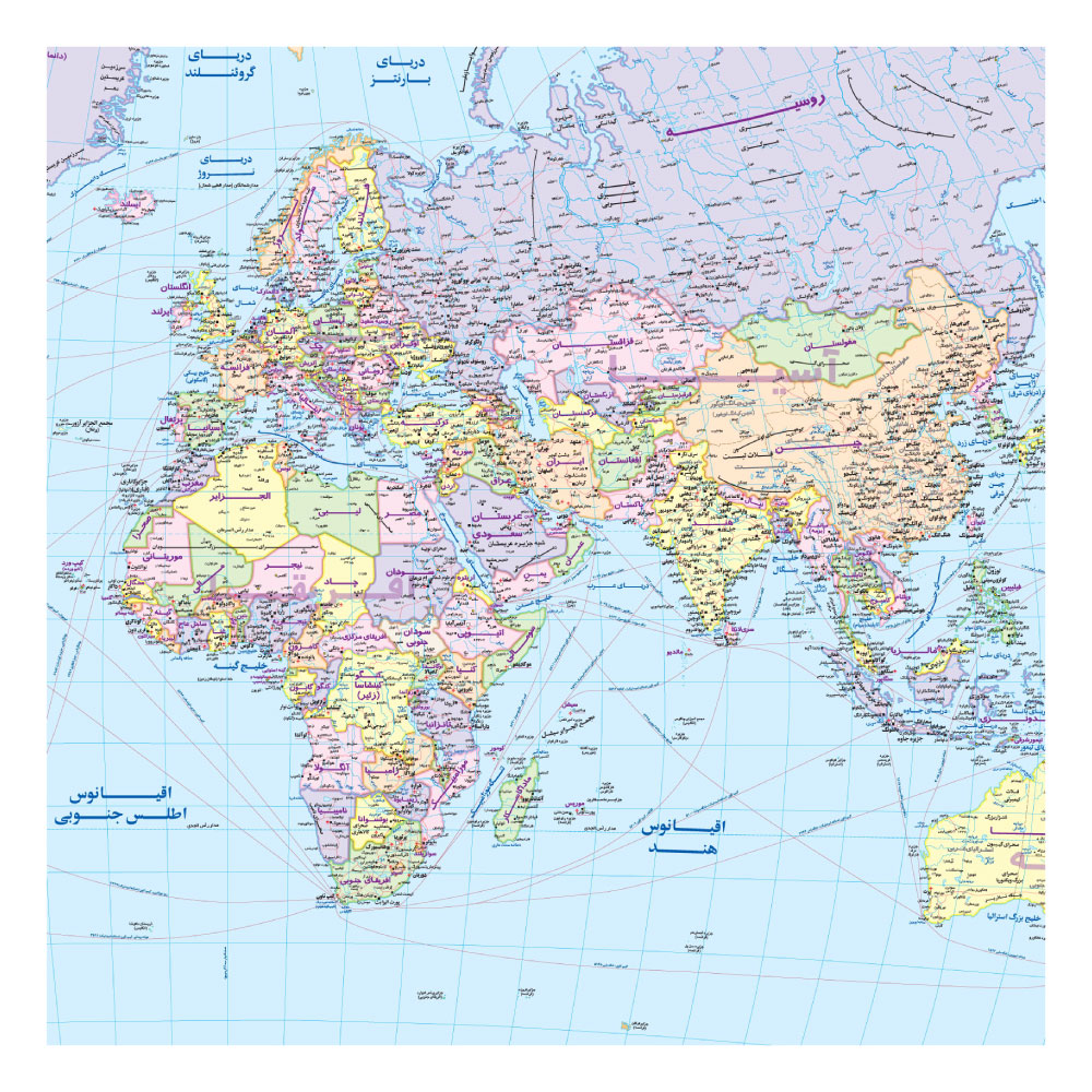 نقشه گیتاشناسی نوین طرح جهان و پرچم کشورها کد 1434