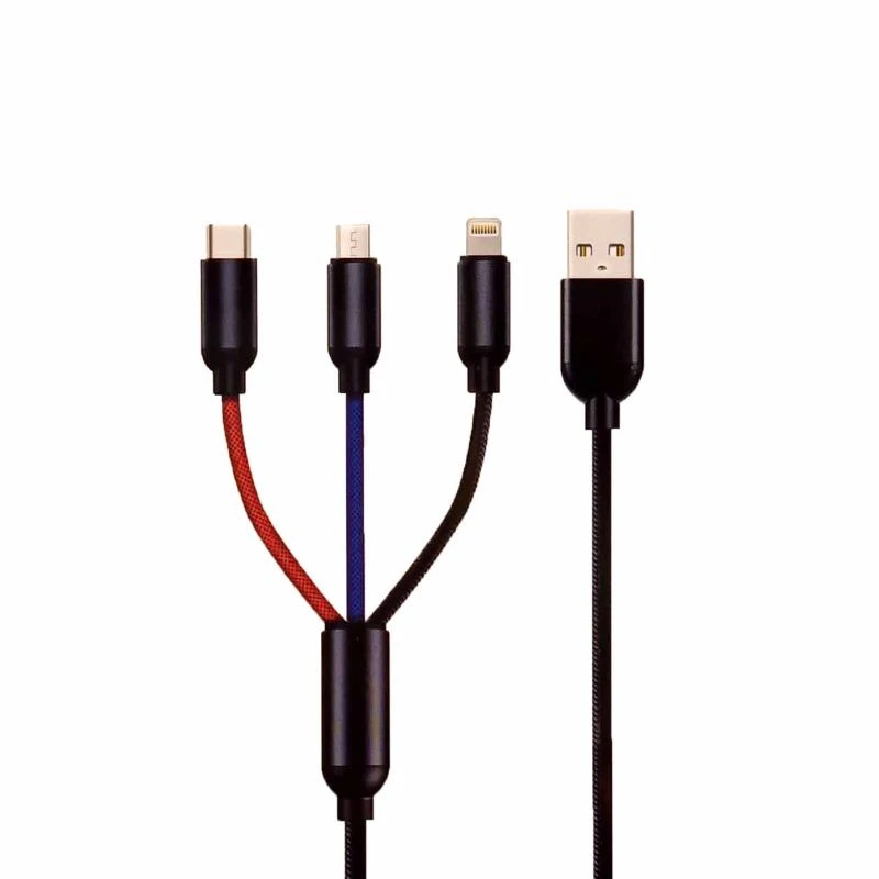 کابل تبدیل USB به USB-C/microUSB/ لایتنینگ مویان مدل mc-01 طول 0.45 متر