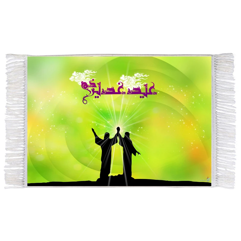 فرش ماشینی دیوارکوب اطلس آبی مدل عید غدیر خم کد T4144
