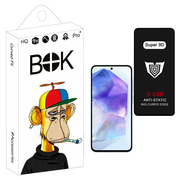 محافظ صفحه نمایش بوک مدل Super 9D Guard مناسب برای گوشی موبایل سامسونگ galaxy a55
