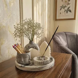 ست 6 تکه جاعودی و گلدان بتنی طرح دونات کد C07