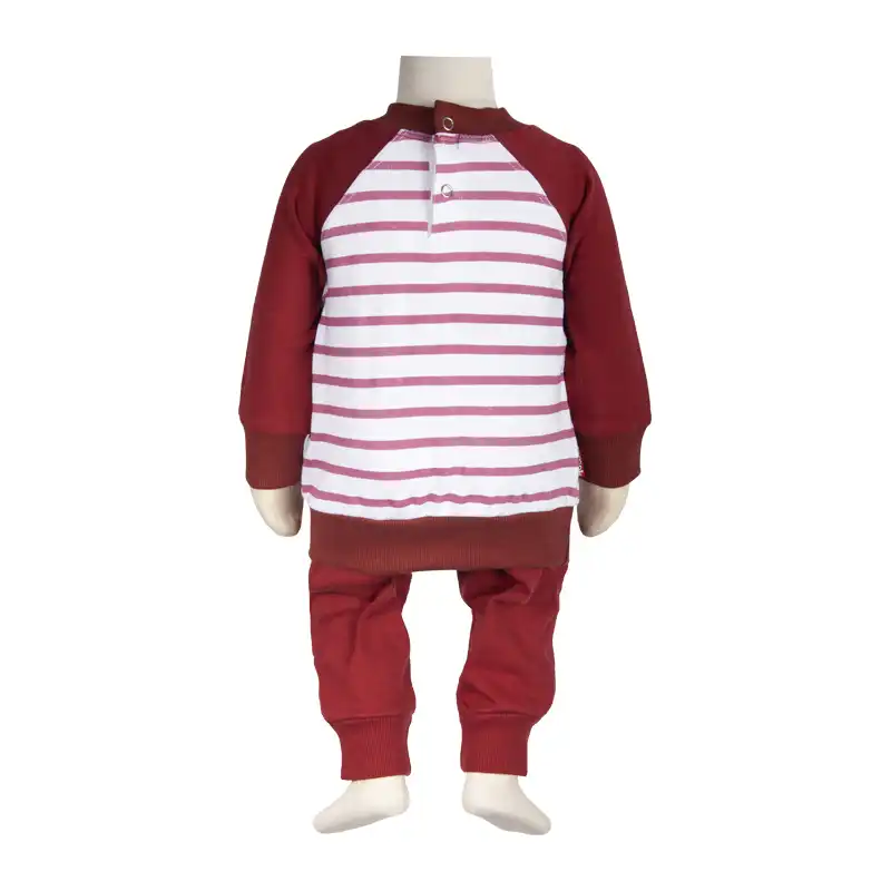 ست سویشرت و شلوار نوزادی آدمک مدل رگلان کد 110023 رنگ زرشکی