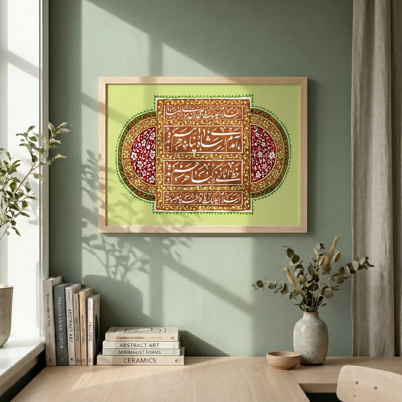 تابلو طرح آمدم ای شاه پناهم بده مدل G13722 فریم کرم روشن