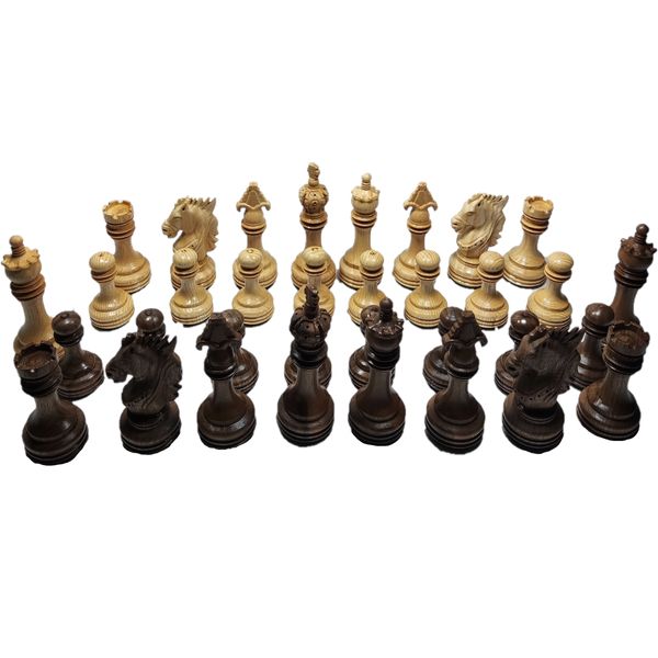 مهره شطرنج مدل چوبی سلطنتی شهریار مجموعه 34 عددی