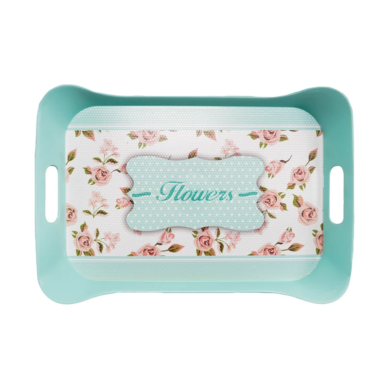 سینی دسته دار میسا پلاستیک طرح گل کد 311-4 سایز 27×43 سانتی متر