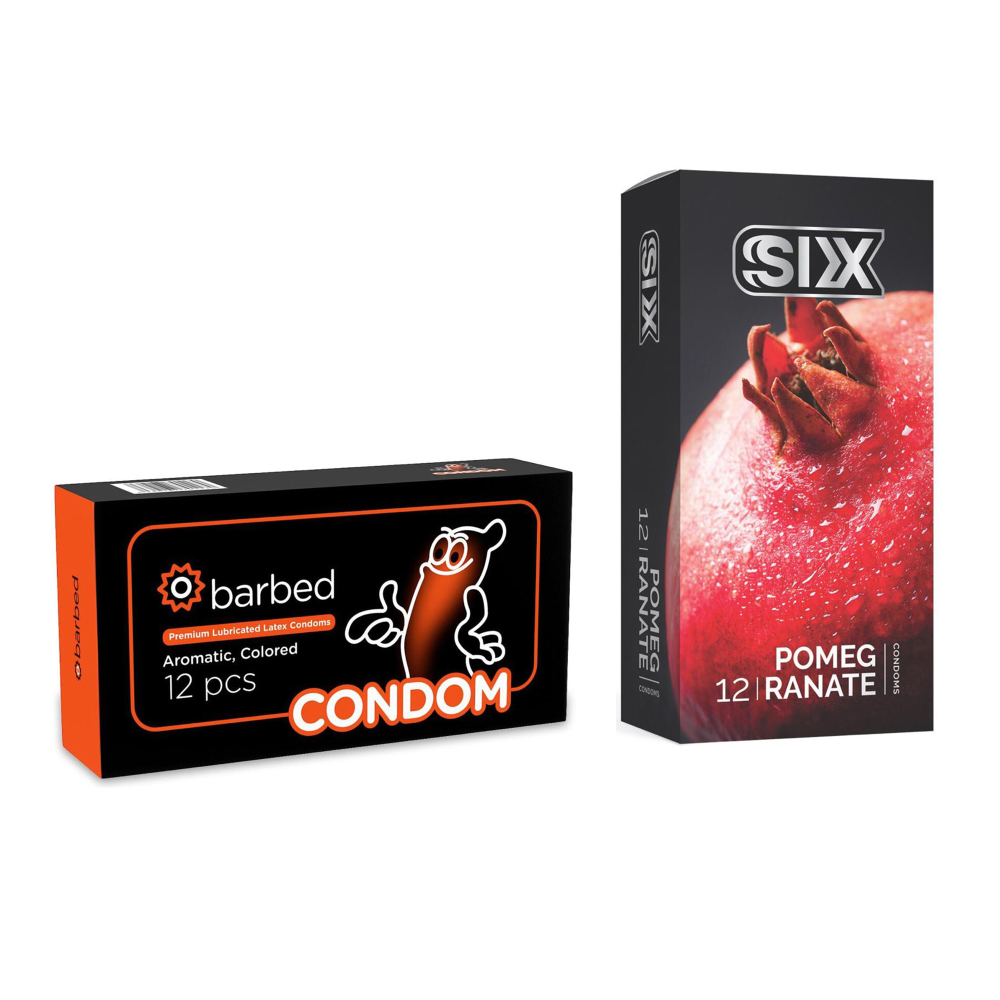 کاندوم سیکس مدل Pomegranate بسته 12 عددی به همراه کاندوم کاندوم مدل Barbed بسته 12 عددی
