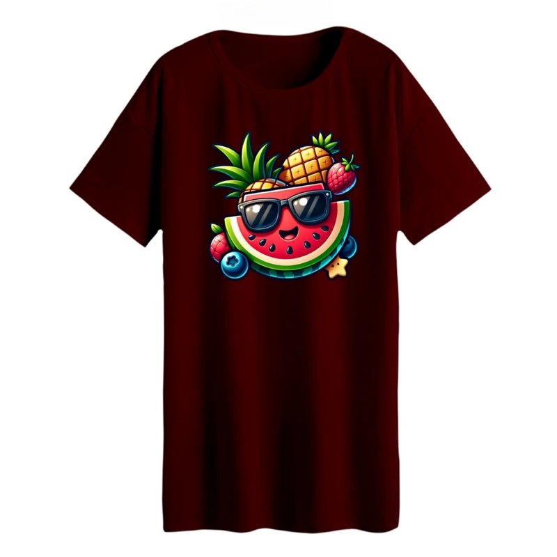 تی شرت لانگ زنانه مدل هندوانه یلدایی کد 45