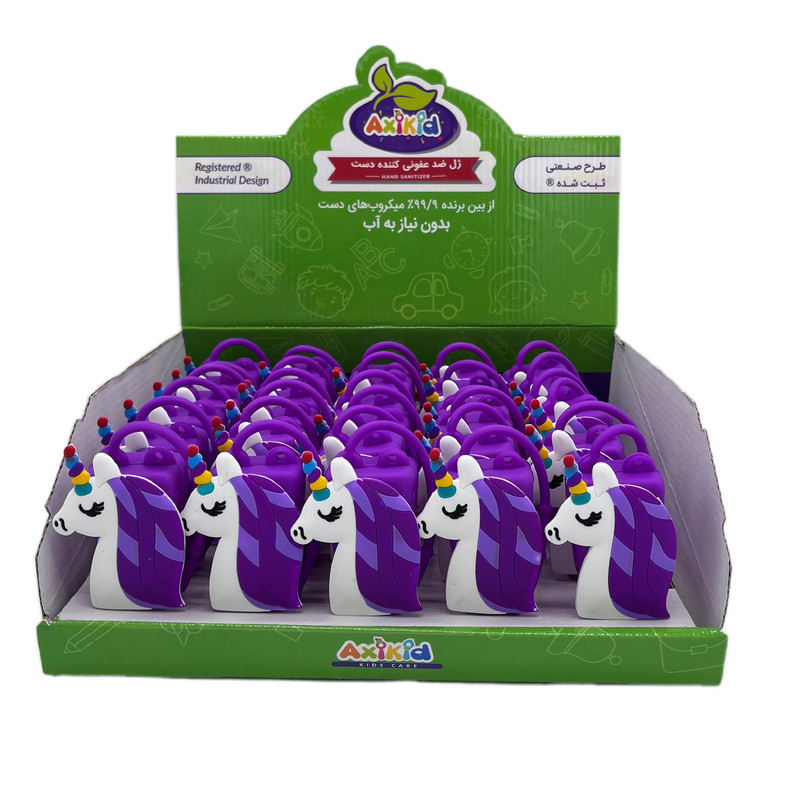 ژل ضدعفونی کننده دست آکسیکید مدل  اسب تک شاخ آویزدار حجم 29 میلی لیتر بسته 30 عددی