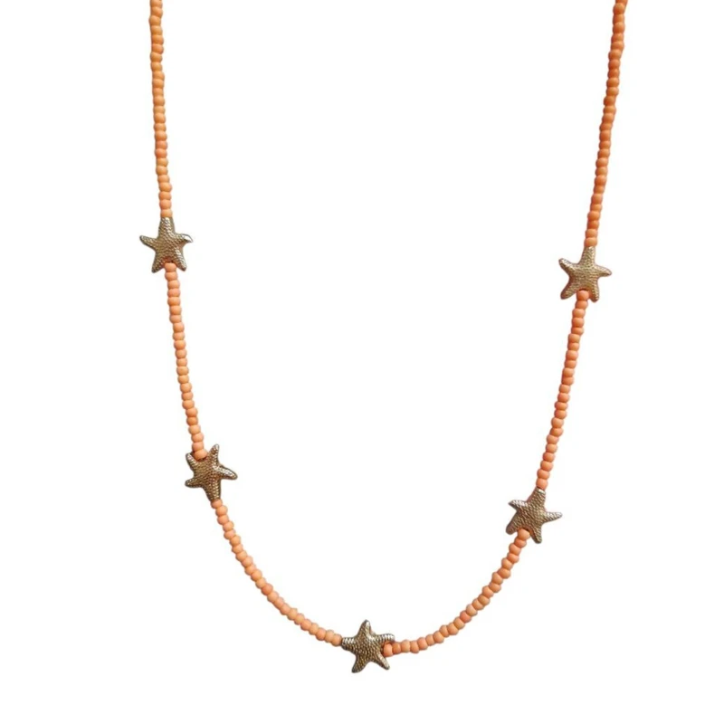 گردنبند دخترانه مدل منجوقی طرح ستاره کد mn12