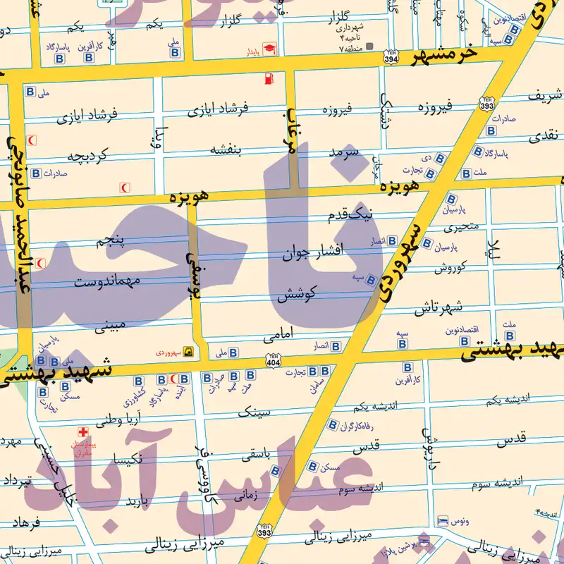 نقشه انتشارات ایرانشناسی مدل منطقه 7 شهرداری تهران کد 407