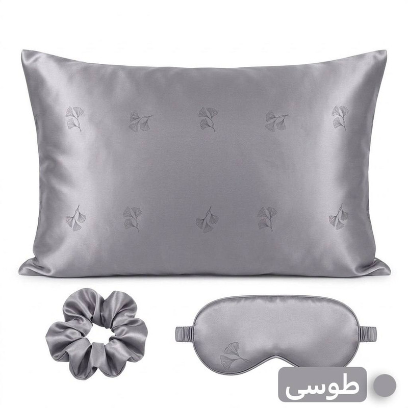 روبالشی مدل ساتن ابریشم سایز 50*70 سانتی متر به همراه چشم بند و کش مو