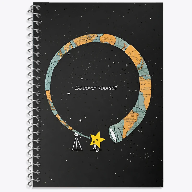 دفتر زبان 50 برگ خندالو مدل دو خط طرح Discover Yourself کد N4042