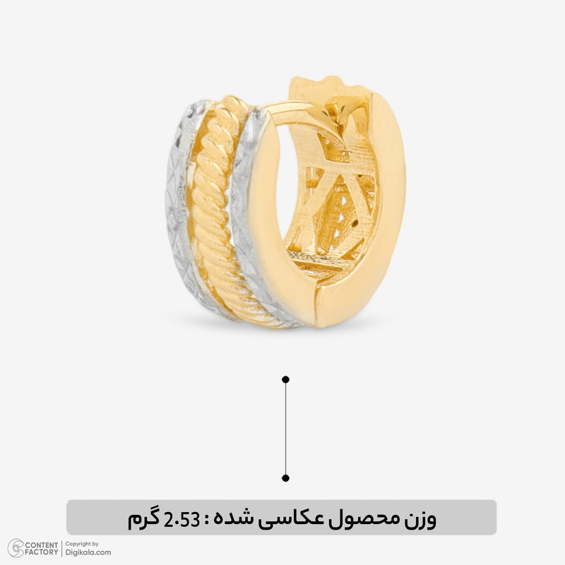 گوشواره حلقه‌ای طلا 18 عیار زنانه گلدم مدل E253015 - 3