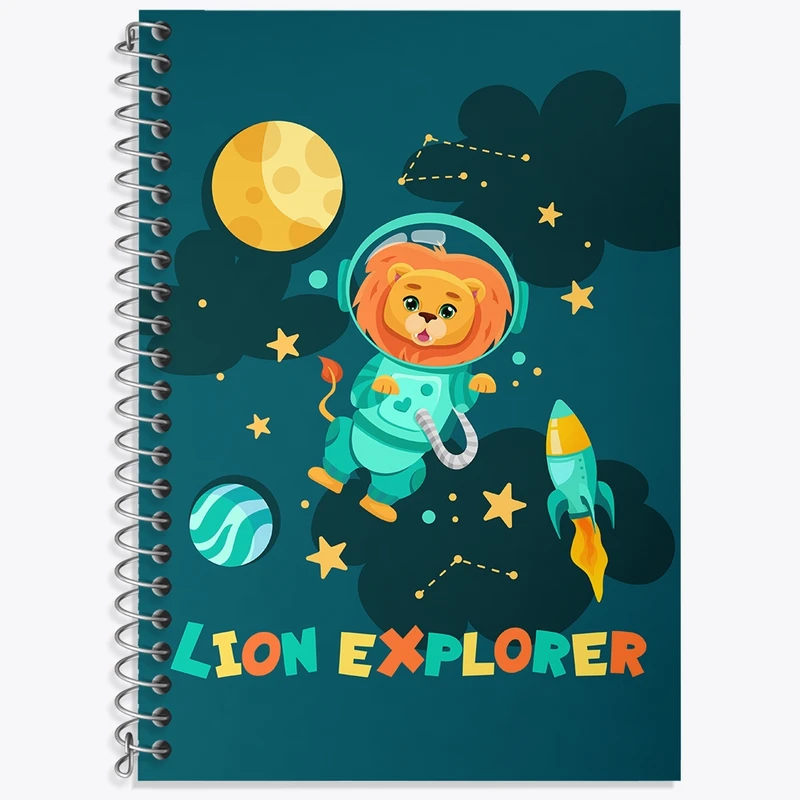 دفتر زبان 50 برگ خندالو مدل سه خط طرح شیر فضانورد کد N1375