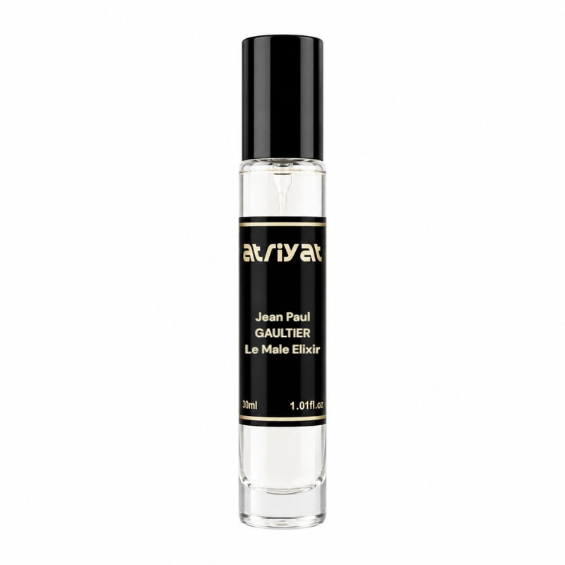 عطر جیبی مردانه عطریات مدل له میل الکسیر حجم 30 میلی‌لیتر، با رایحه شرقی فوژه و گرم
