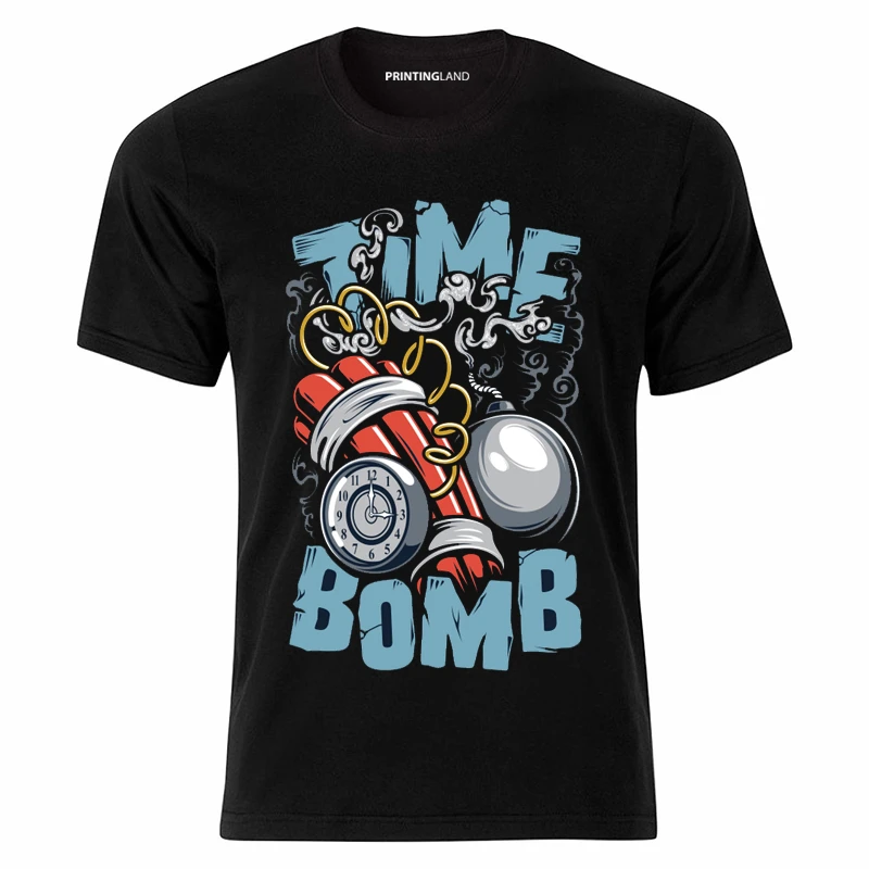 تی شرت آستین کوتاه مردانه مدل پرینتینگ لند طرح TIME BOMB کد P131