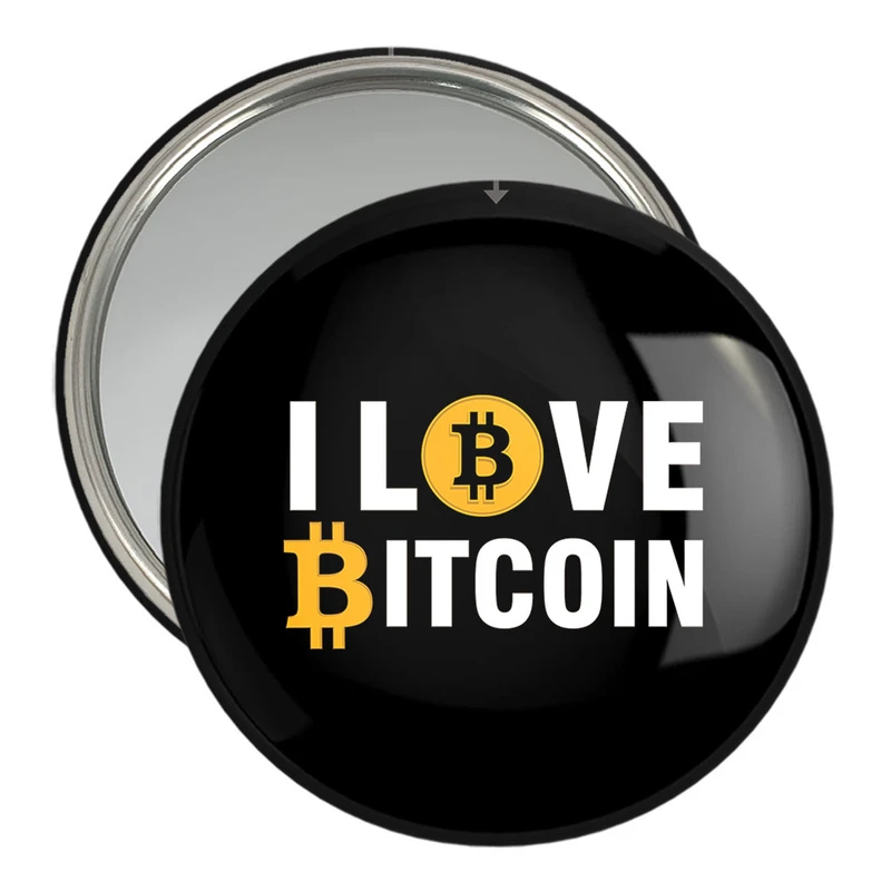 آینه جیبی خندالو مدل I Love Bitcoin  کد 10889