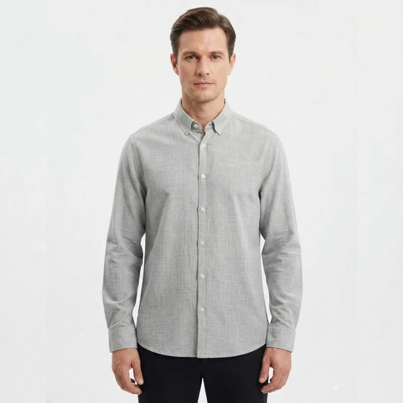 پیراهن مردانه آستین بلند نخی ساده مدل 02