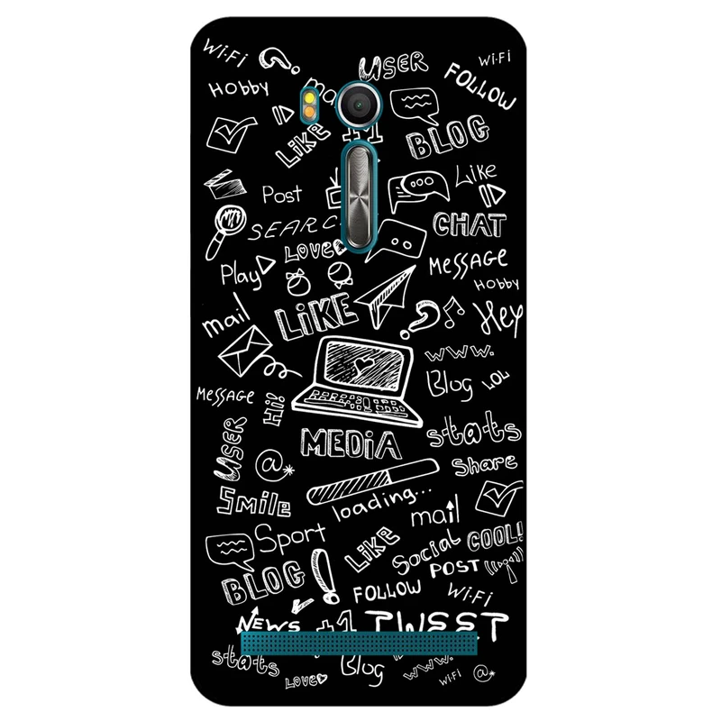 کاور مگافون طرح رسانه های اجتماعی مدل 1898 مناسب برای گوشی موبایل ایسوس Zenfone Go / ZB551KL