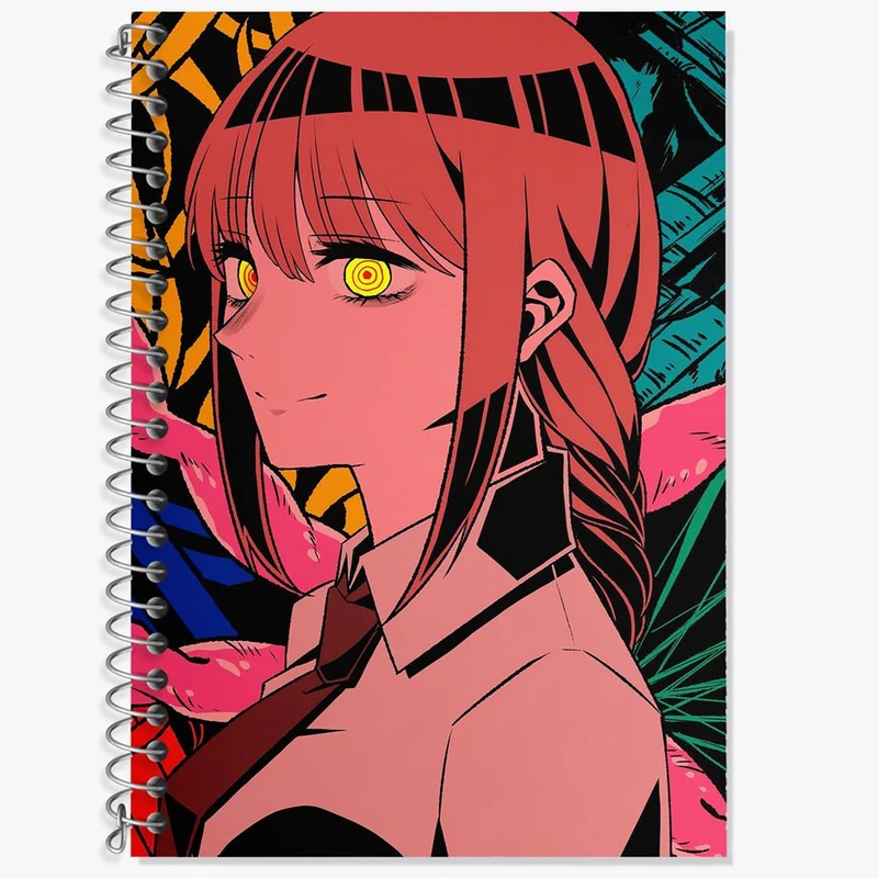 دفتر زبان 50 برگ خندالو مدل دو خط طرح ماکیما انیمه مرد اره ای Chainsaw Man کد 17890