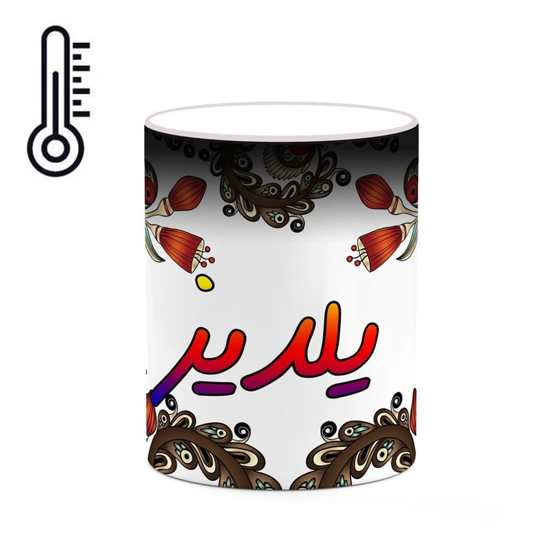 ماگ حرارتی کاکتی مدل اسم یلدیز طرح سنتی گل و بته کد mgh48485
