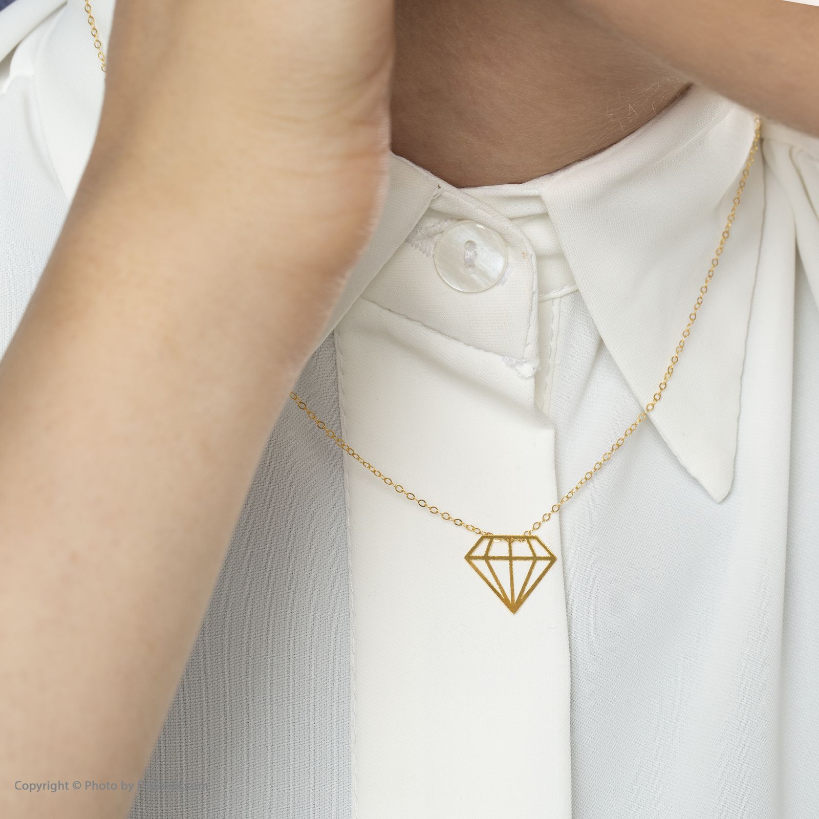 گردنبند طلا 18 عیار زنانه کاپانی طرح الماس کد KN023 -  - 5