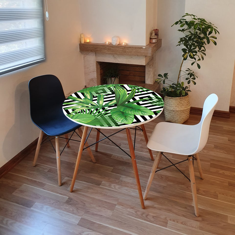 میز ناهارخوری مدل گرد طرح تروپیکال کد GL-09